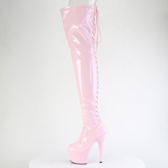 Trendy Over Knee Pleated Patent Leather High  Heel Boots main image 0